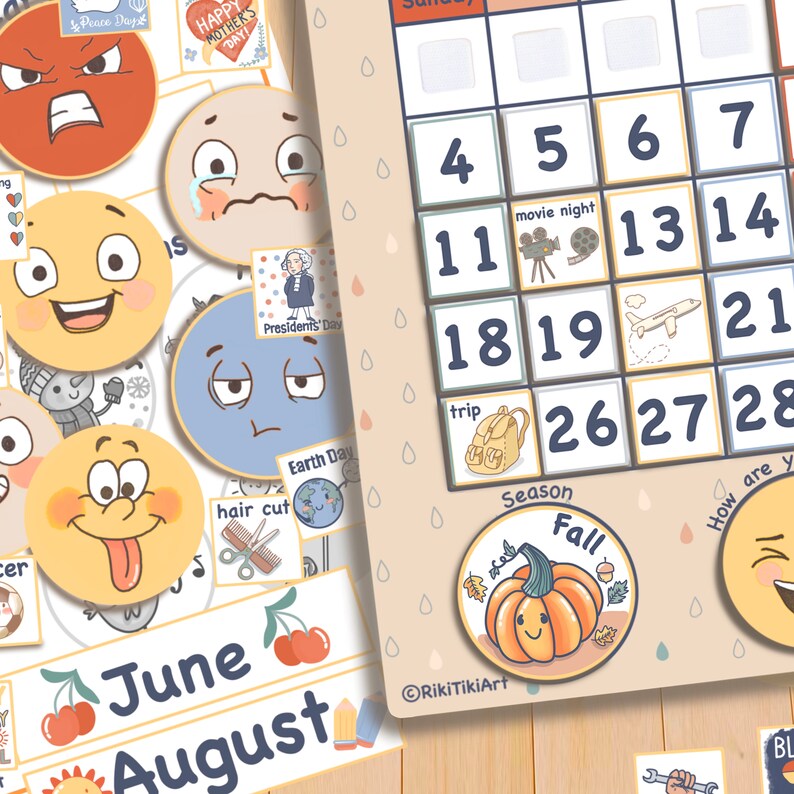 Perpetual Kids Calendar Printable Montessori Homeschool - Etsy