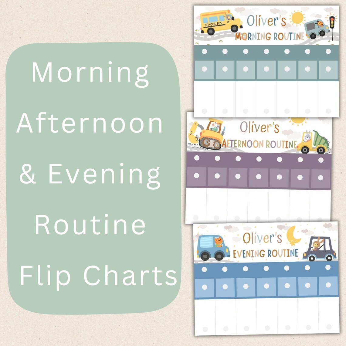 Evening Boy Routine Chart Boys Routine Flip Chart - Dailychore Chart, Morning Afternoon Evening ...
