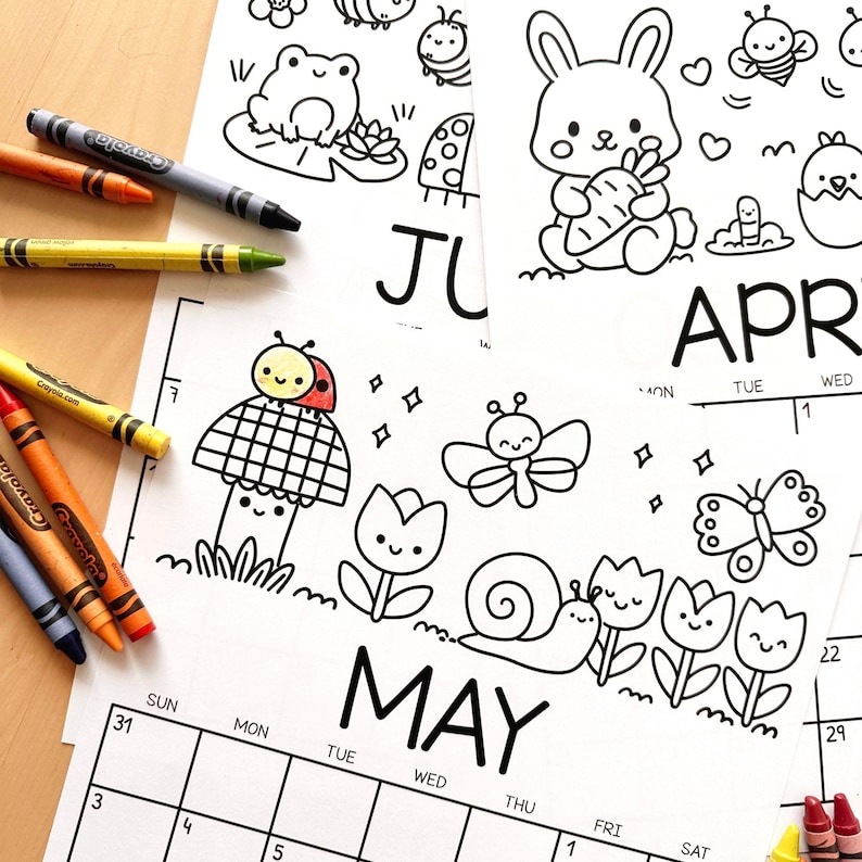 Kids Calendar 2026 Printable Coloring Monthly Calendar Editable ...