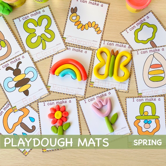 Printable Play Dough Mats Montessori Spring Printables Play Doh Preschool  Activities Fine Motor Skills Gift for Toddler 