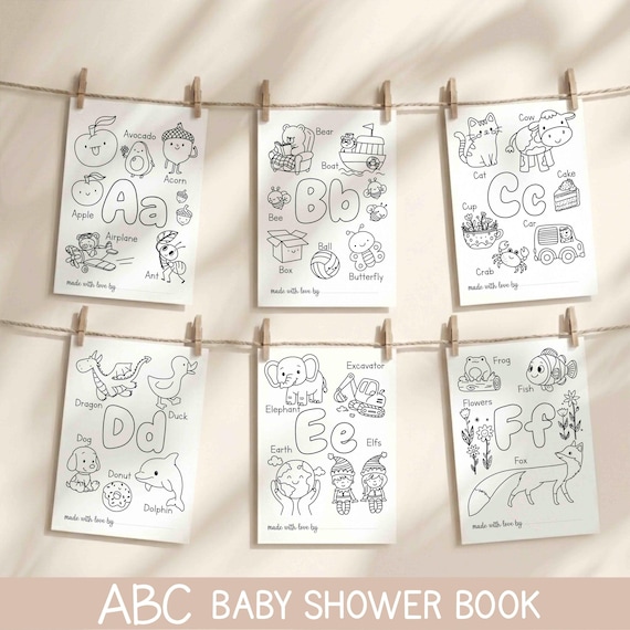 Alphabet Coloring Baby Shower Activity Baby's First Alphabet Book Guest Book Keepsake Baby Shower Book Memory Book