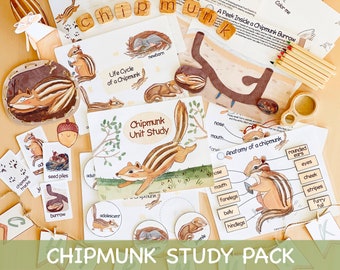 Chipmunk Unit Studiebundel Herfst Homeschool Printables Charlotte Mason Natuurstudieactiviteiten Kleuterschoolwerkbladen Educatief materiaal