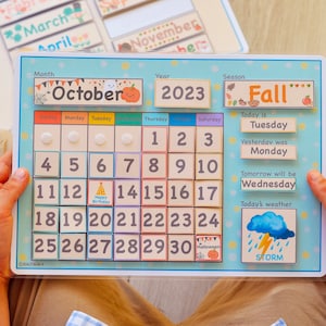 Montessori Calendar, Kids Calendar Board, Preschool Curriculum Homeschool, Perpetual Calendar Weather Seasons Numbers image 4