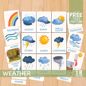 Wetter Lernkarten, Homeschool Montessori Materialien, Lernkarten für Kleinkinder