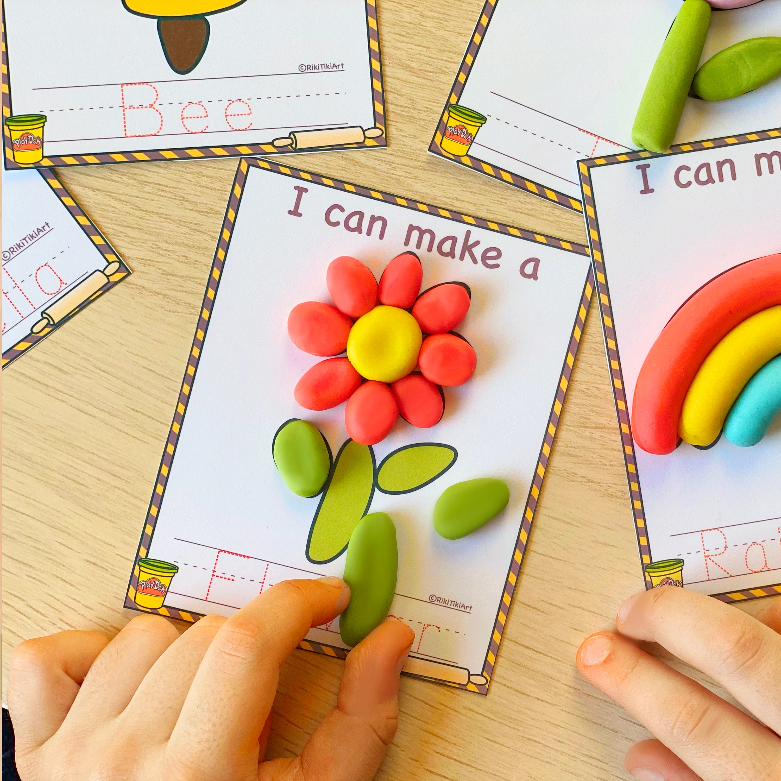 Printable Play Dough Mats Montessori Spring Printables Play Etsy UK