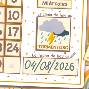 Spanish Calendar for Kids Printable Perpetual Calendar for Toddlers Montessori Busy Binder Homeschool Preschool Curriculum and Weather Chart image 4
