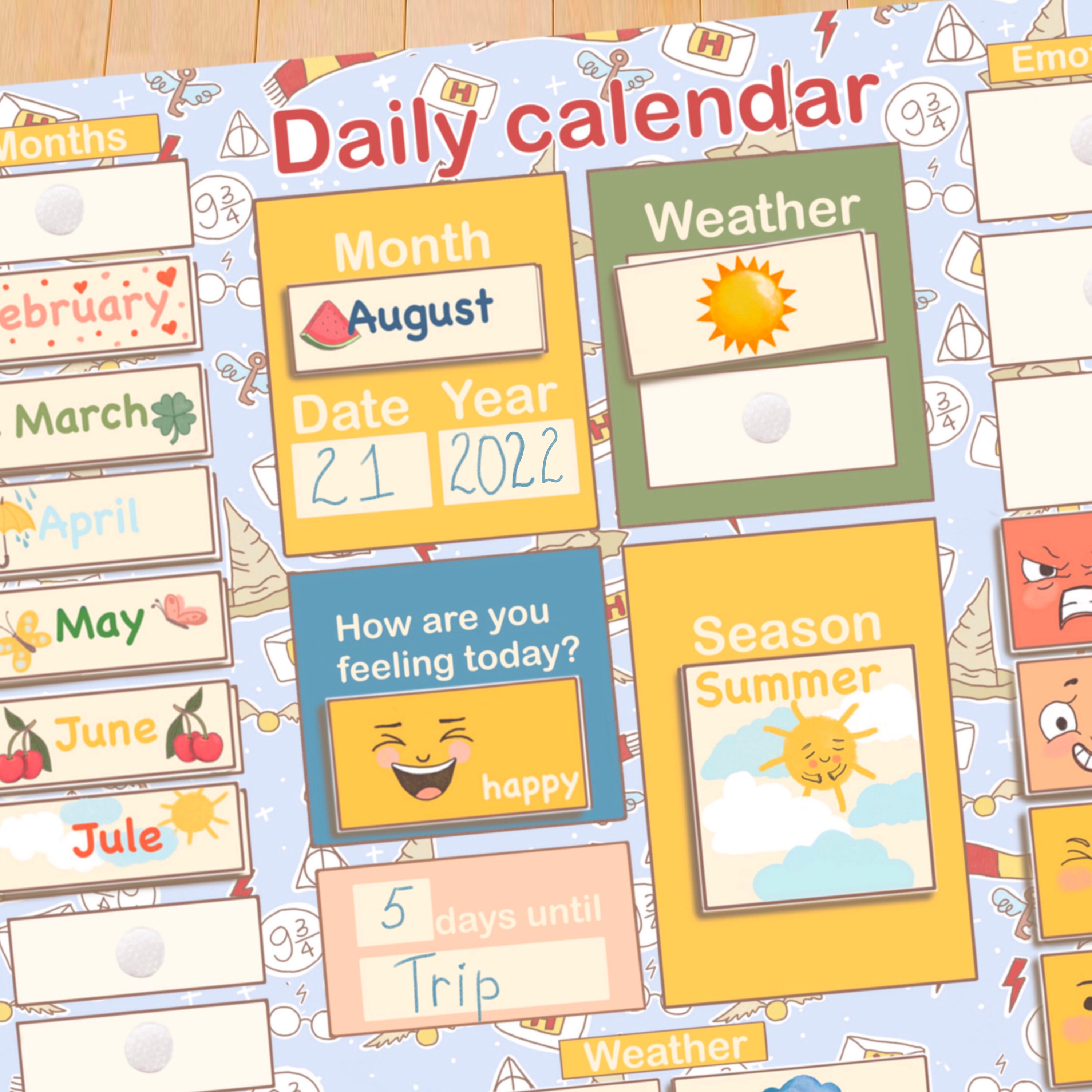 Printable Perpetual Calendar Kids Calendar Homeschool Decor | Etsy