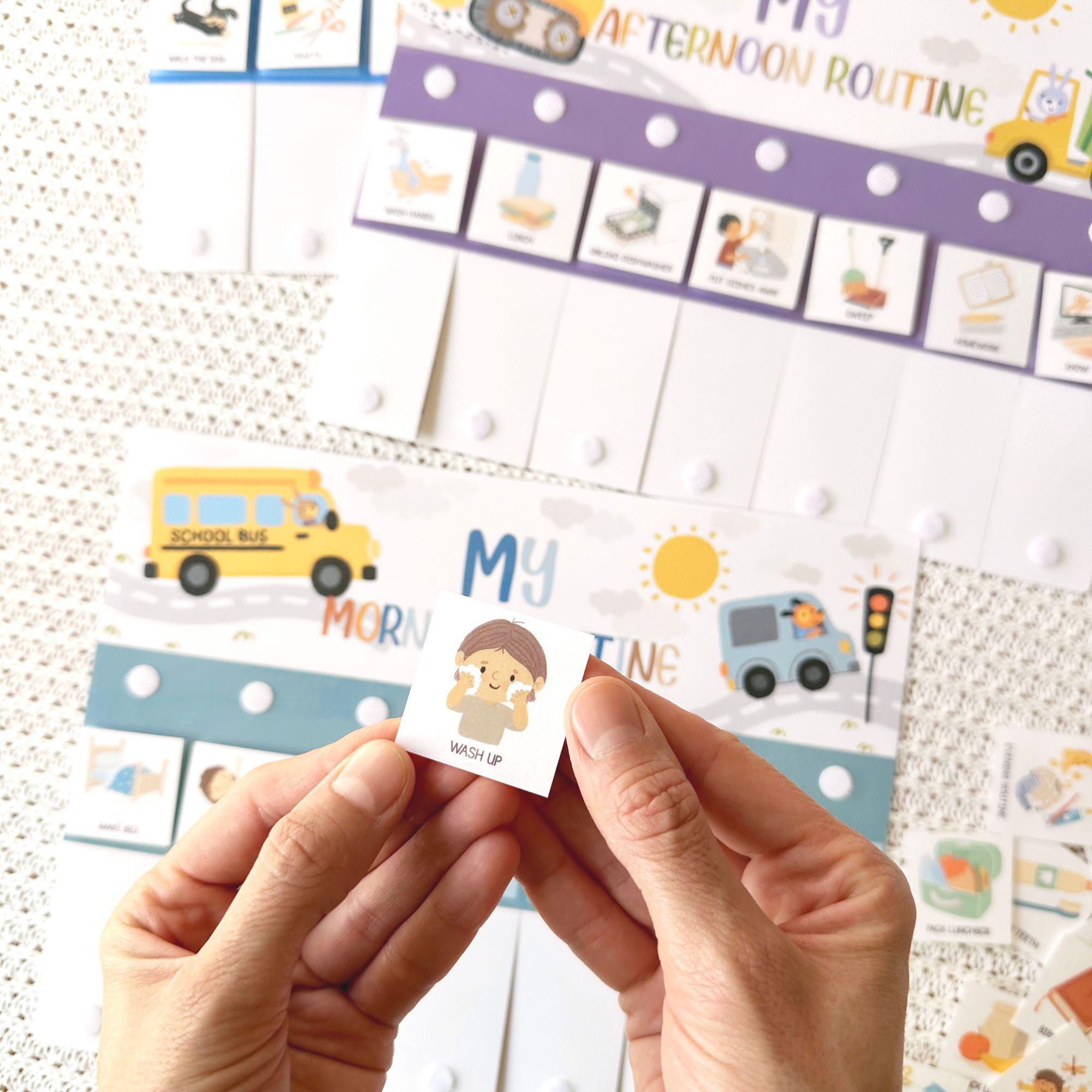 Evening Boy Routine Chart Boys Routine Flip Chart - Dailychore Chart, Morning Afternoon Evening ...