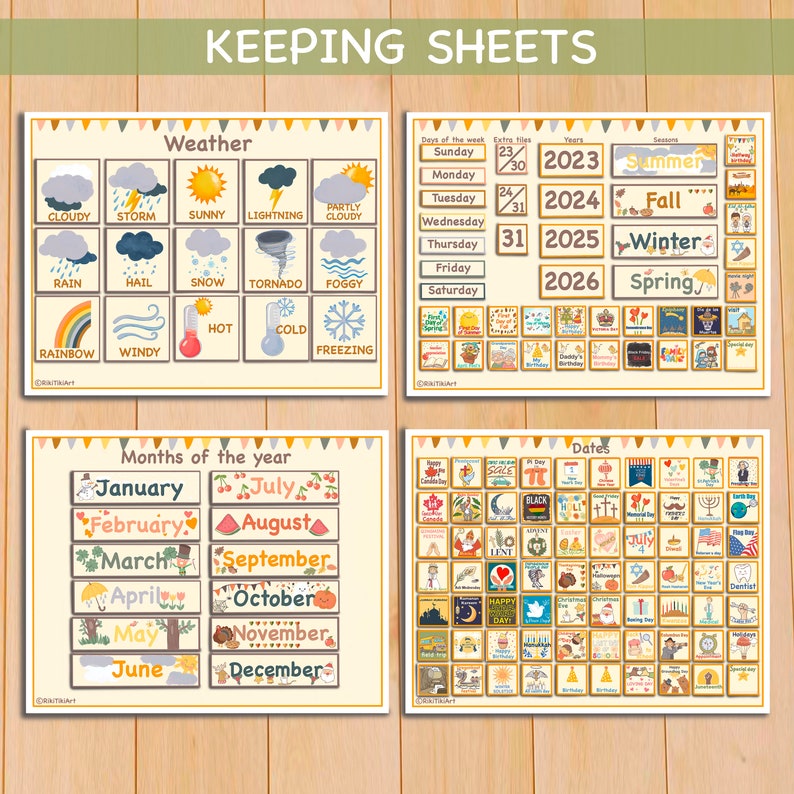 Printable Wall Calendar for Kids Classroom Perpetual Calendar - Etsy