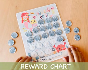 Mermaid Reward Chart for Kids, Behavior Sticker Chart, Printable Toddler Goal Chart, Colourful Rainbow To Do List, Daily Routine Training