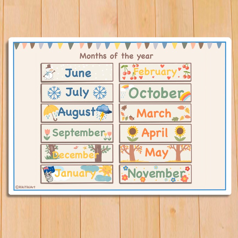 Australian Calendar Printable Perpetual Calendar for Kids - Etsy