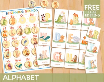 Plan de estudios preescolar de actividades del alfabeto, tarjetas del alfabeto imprimibles, póster del alfabeto de educación en el hogar, tarjetas didácticas ABC para niños pequeños
