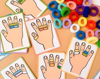 Haarband Finger Aktivitätskarten: Farbabstimmung Montessori Printable (Digitaler Download)