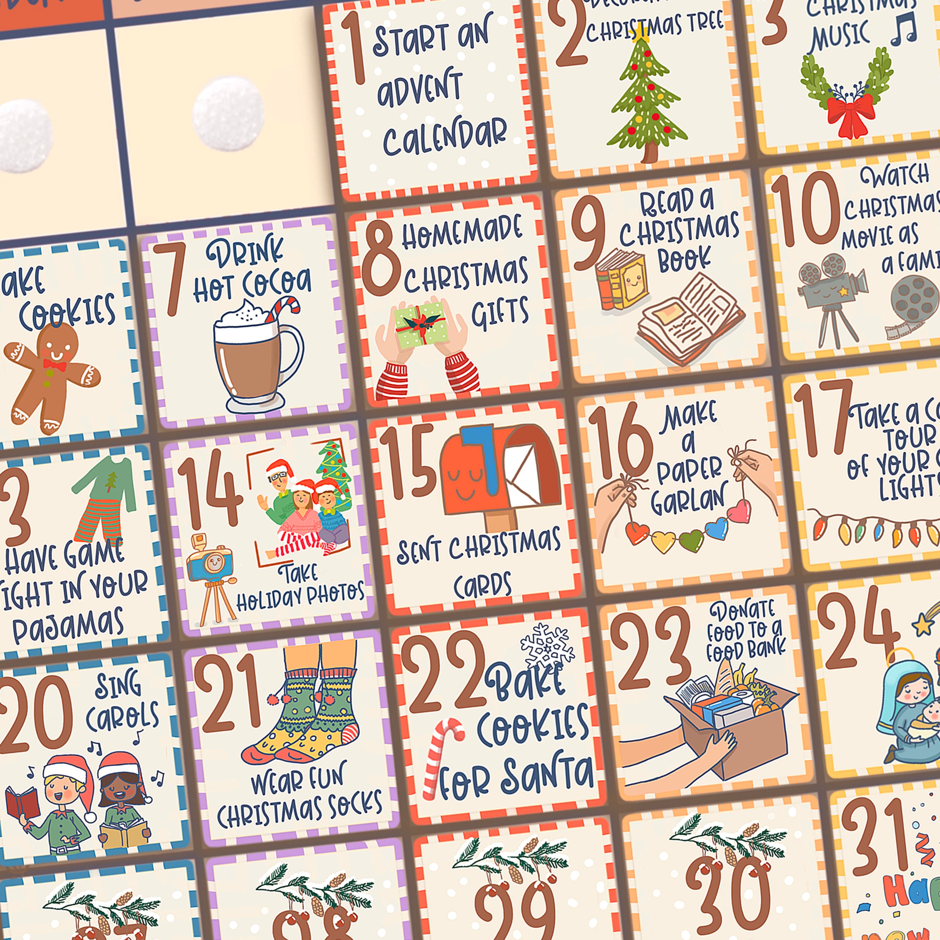 Printable Advent Calendar Numbers DIY Christmas Countdown, Family ...