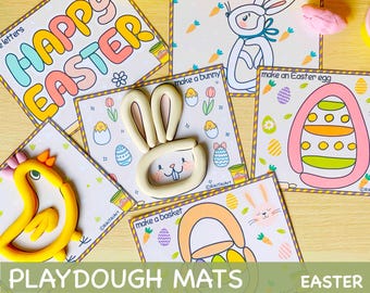 Easter Play Dough Mats Toddler Activities Visual Play Doh Cards Printable Homeschool Materials for Toddlers Preschool Kindergarten Pre-K