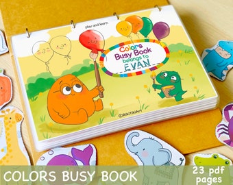 Color Sorting Activity Personalized Preschool Busy Book Printable Montessori Toddler Quiet Book Homeschool Learning Binder for Kids