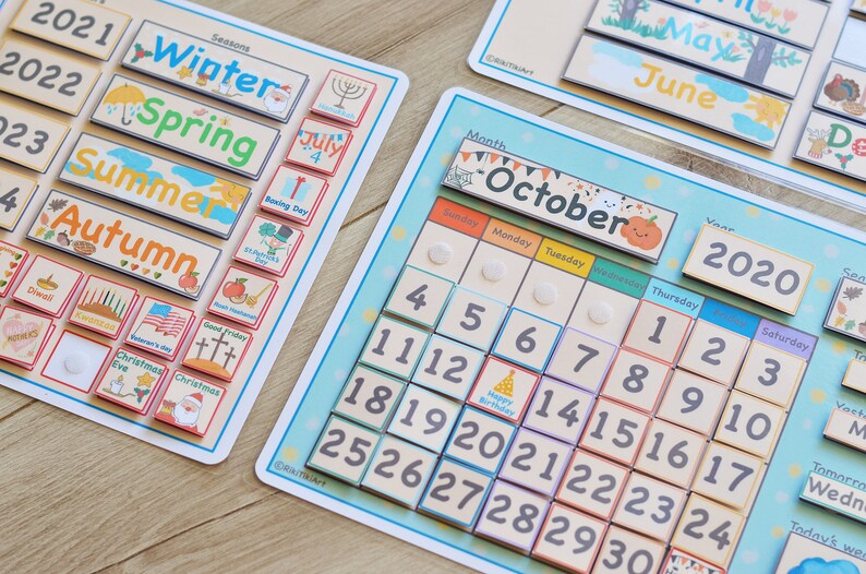 Classroom Calendar Preschool Curriculum Homeschool Montessori Etsy
