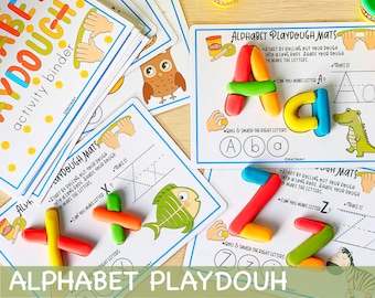 Alphabet Play Doh Mats Printable Toddler Activities ABC Play Dough Preschool Kindergarten Pre-K Homeschool Resources Montessori Printable