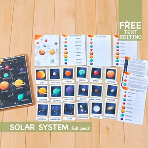 Solar System Pack - Montessori Materials, Educational Prints, Toddler Flash Cards