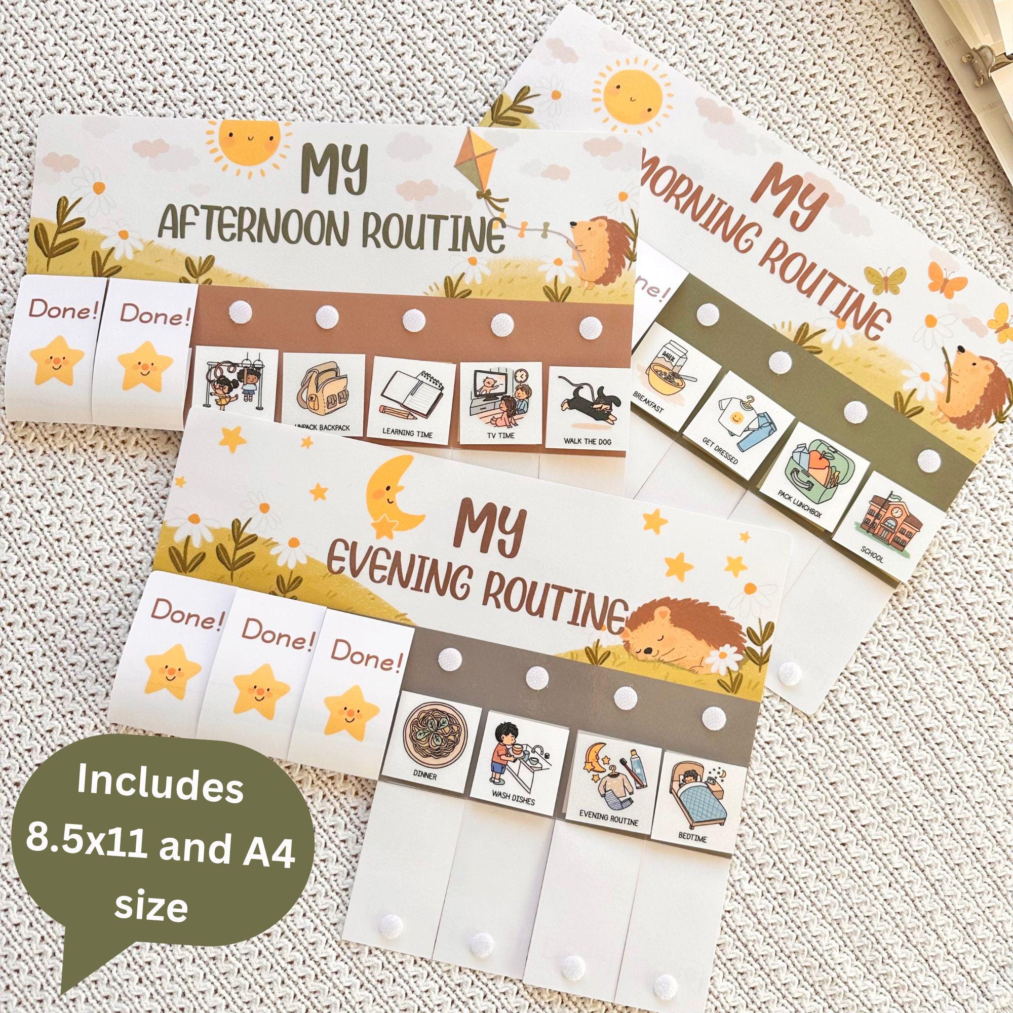 Kids Routine Chart Editable Flip Chart for Toddlers Hedgehog Chore ...