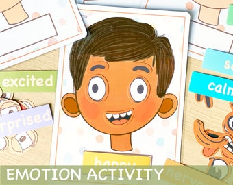 Emotionen Aktivität für Kinder Jungen Version Kleinkind Emotionen Diagramm Homeschool Autismus Aktivitäten Gefühle Diagramm druckbare Vorschule Arbeitsblätter