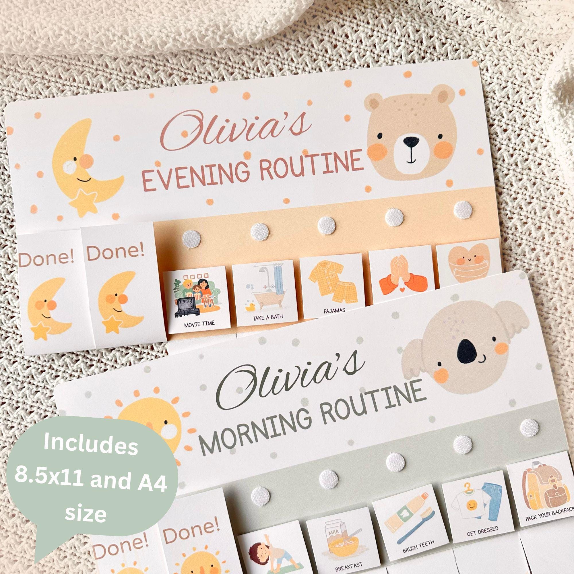 File Folder Routine Chart Kids Editable Routine Flip Chart Daily Chore Chart for Kids Morning ...