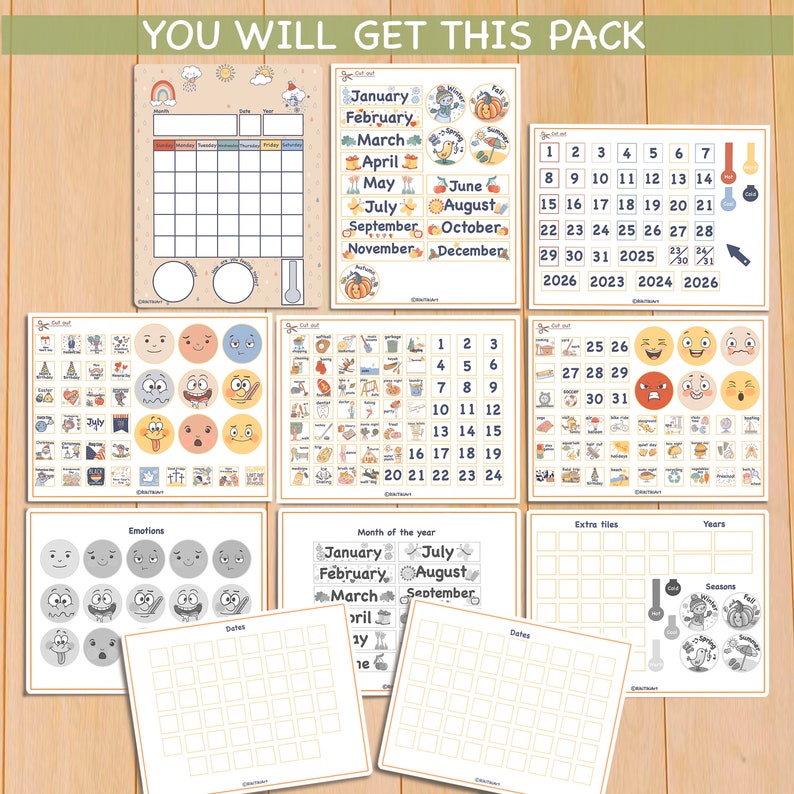 Perpetual Kids Calendar Printable Montessori Homeschool - Etsy