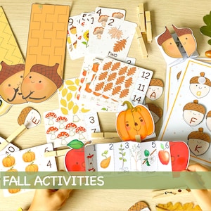 Fall Activities for Kids Printable Homeschool Learning Kindergarten Pre-K Autumn Preschool Printables Math Printable Resources Life Cycle