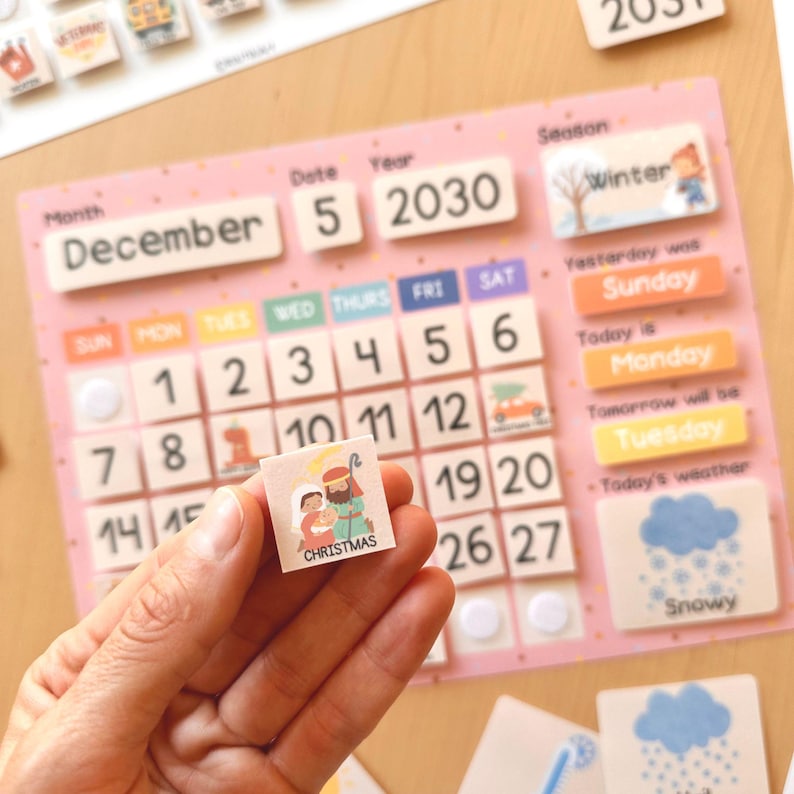 Kids Printable Calendar – Editable Perpetual Girls Calendar, Preschool ...