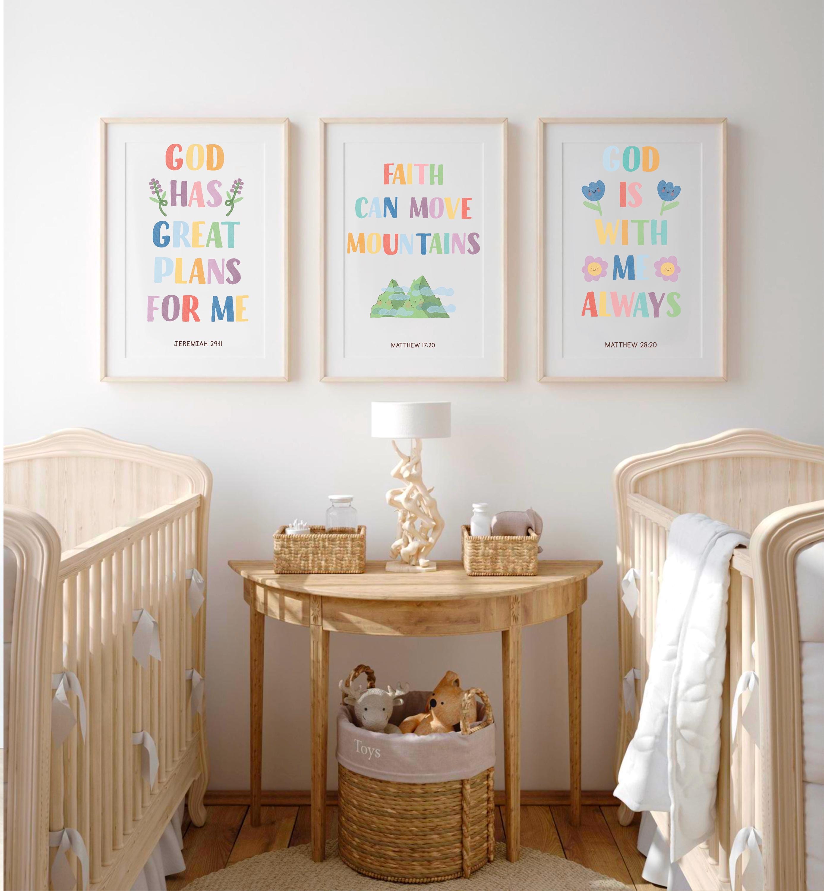Bible Verse Wall Art Set of 8 Bible Posters Kids Bible Study Sunday ...