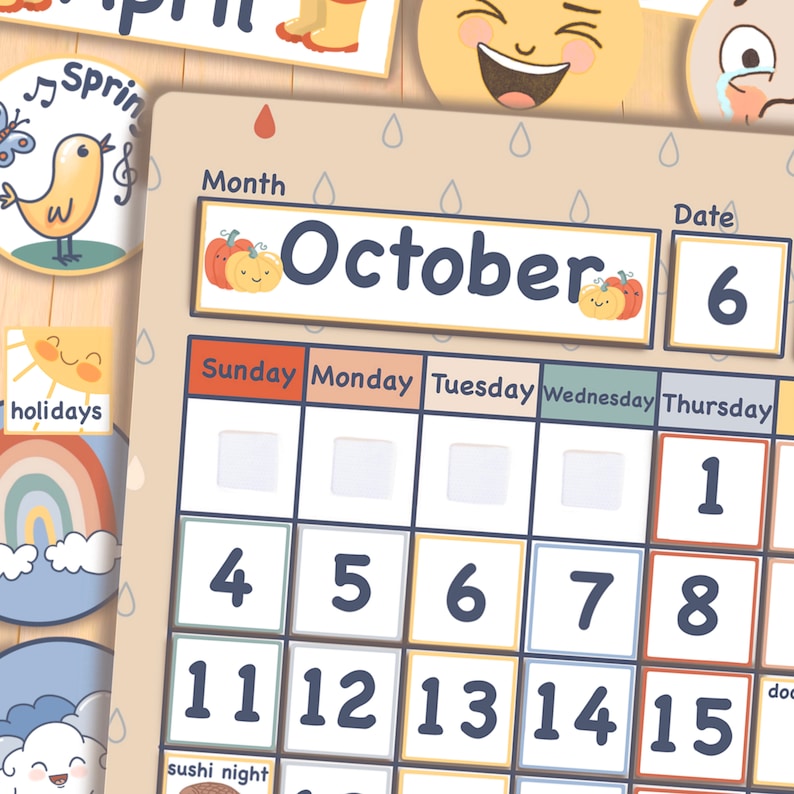 Printable Calendar for Kids Montessori Homeschool Preschool - Etsy ...