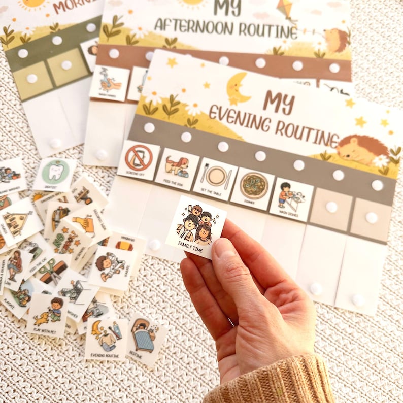 Kids Routine Chart Editable Flip Chart for Toddlers Hedgehog Chore ...