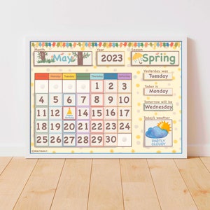 16x20 Perpetual Calendar Printable Classroom Calendar Homeschool Montessori Materials, Weather Chart Months of the Year Preschool Curriculum image 4