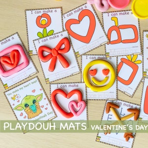 Valentines Day Play Dough Mats Printable Play Doh Activity Fine Motor Skills Gift for Toddler Preschool Kindergarten Pre-K Learning