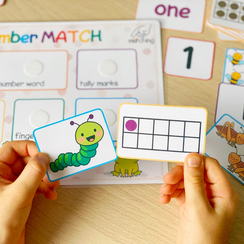 Montessori-telactiviteit voor peuters Oefen met nummervergelijking 1 tot 10 Leermiddelen Kleuterschool Werkbladen Thuisonderwijs afbeelding 5