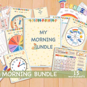 Busy Book - My Morning Bundle, Circle Time Printable Preschool Curriculum, Homeschool Preschool Worksheets, Learning Folder