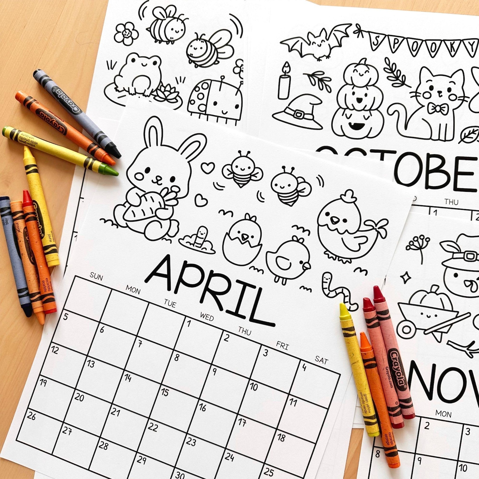 Kids Calendar 2026 Printable Coloring Monthly Calendar Editable ...