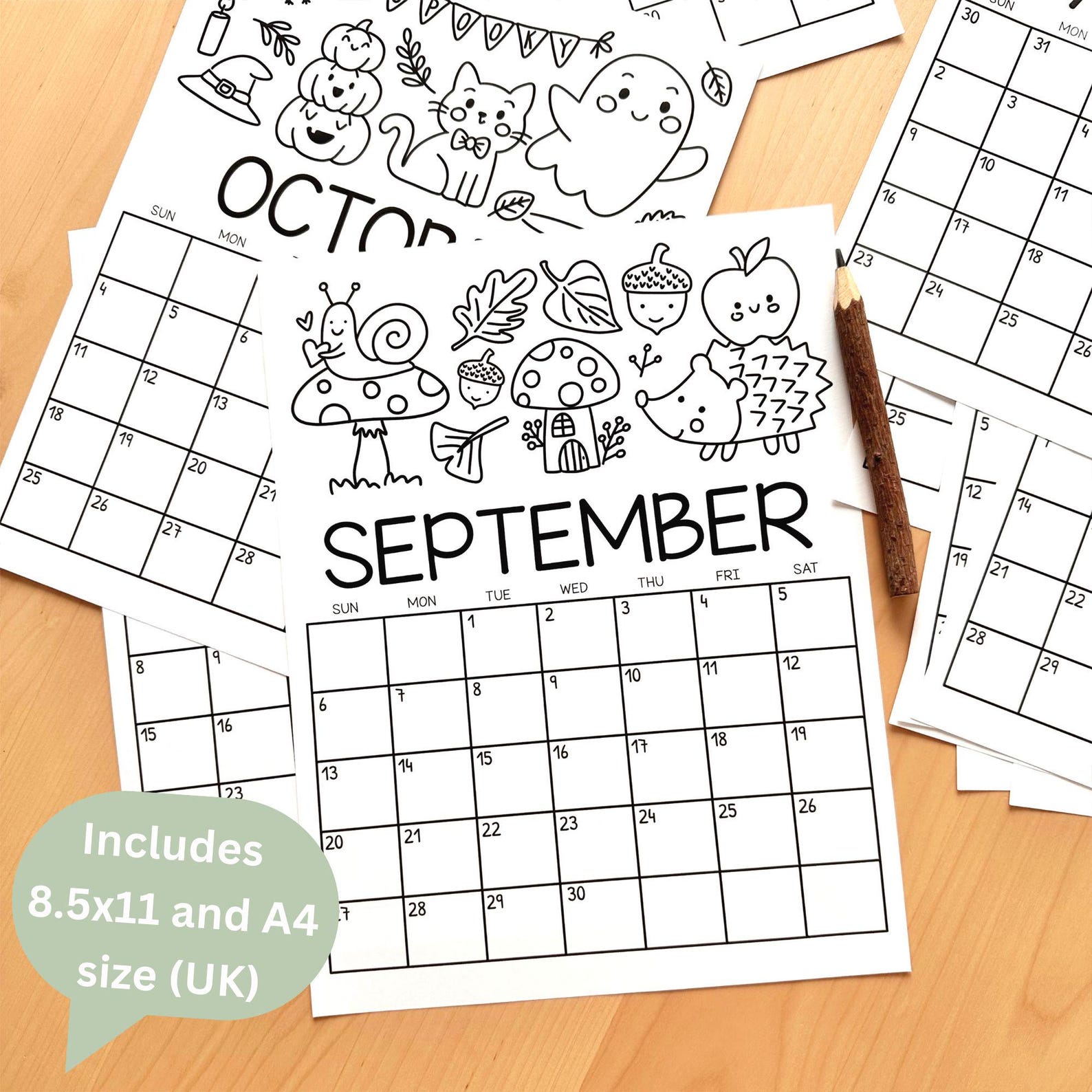 Kids Calendar 2026 Printable Coloring Monthly Calendar Editable ...