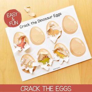 Crack the Dinosaur Eggs Paper Tear Activity for Toddlers, Preschool Fine Motor Skills Activity, Dinosaur Learning Game, Homeschool Resources