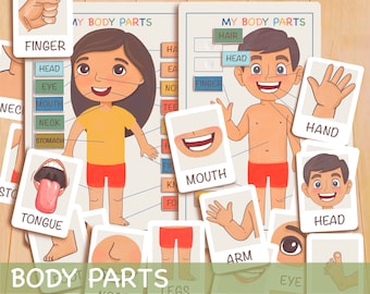 Body Parts Busy Bundle, Printable Montessori Materials - Educational Prints, Toddler Flash Cards