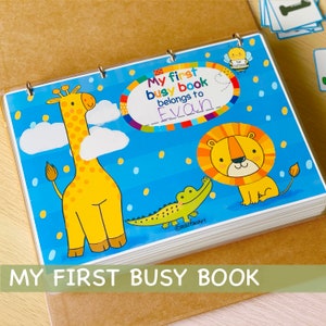 Personalized Toddler Busy Book Printable Preschool Activities Homeschool Montessori Materials Kids Learning Binder Activity Quiet Book
