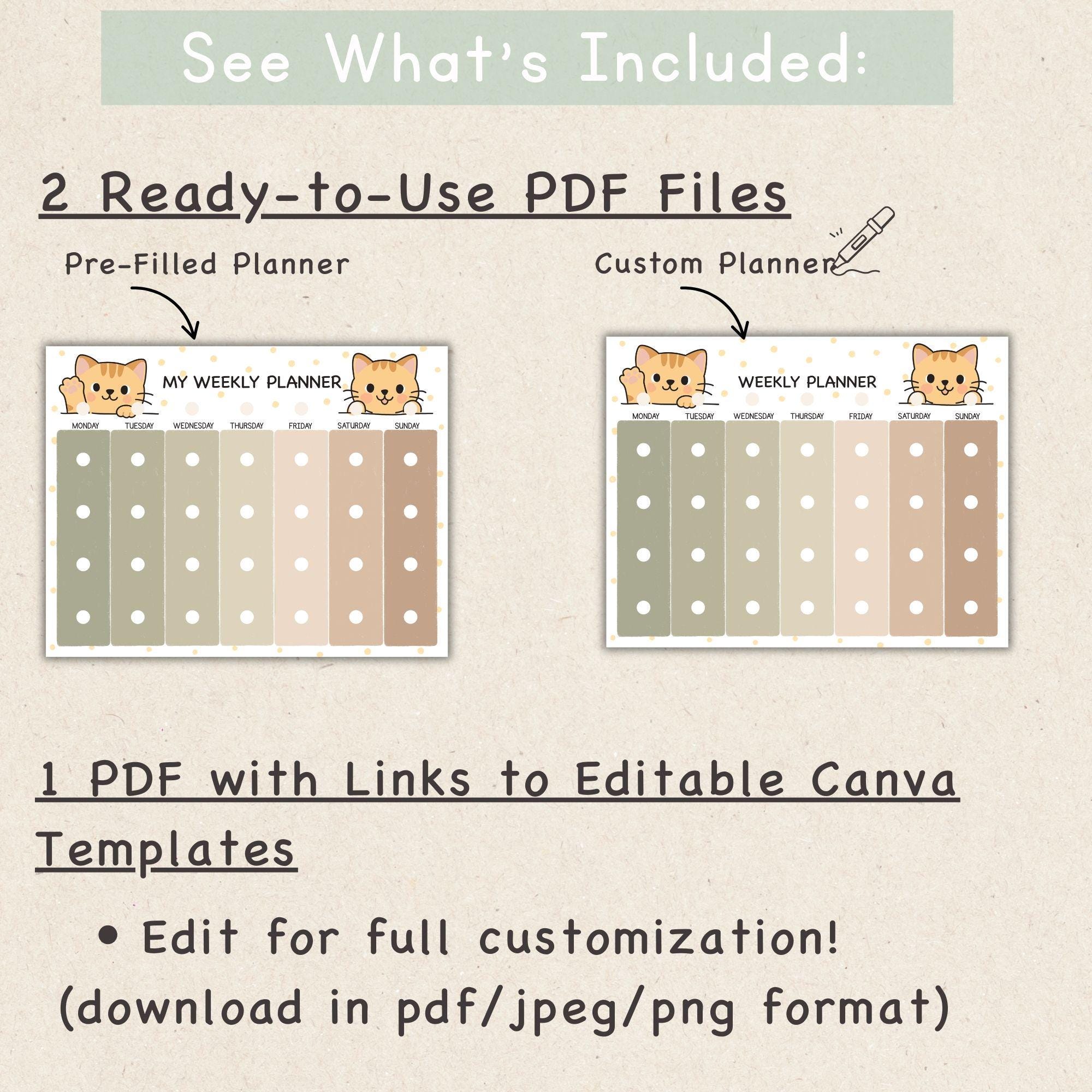 Weekly Planner for Kids Printable, Editable Routine Chart Toddler ...