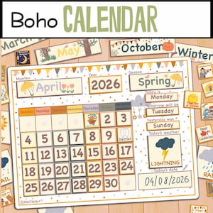 Wandkalender zum Ausdrucken für Kinder Klassenzimmer Immerwährender Kalender Morgentafel für Vorschulkinder Bild 1
