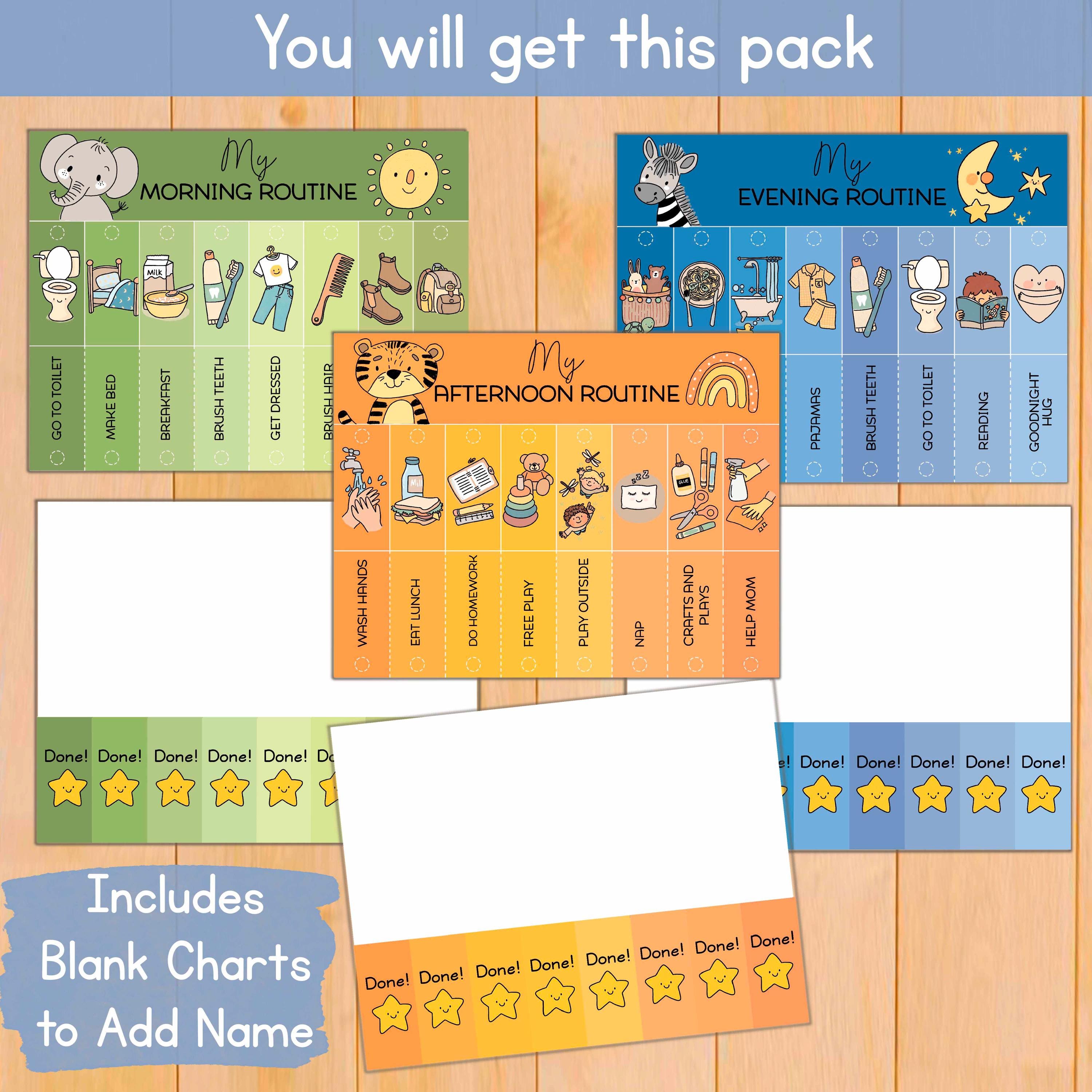 Routine Chart Toddler Flip Chore Chart Daily Morning Afternoon Evening ...
