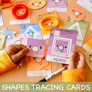 Cartes calques Formes 2D Activités assorties pour les tout-petits Pré-écriture Cartes Montessori imprimables Préscolaire Maternelle Ressources éducatives