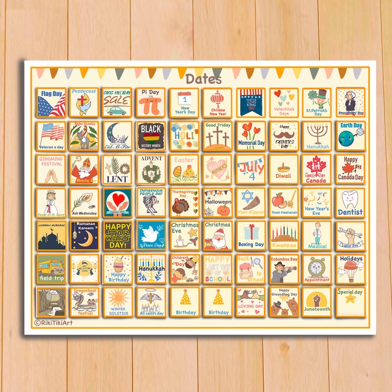 Wandkalender zum Ausdrucken für Kinder Klassenzimmer Immerwährender Kalender Morgentafel für Vorschulkinder Bild 7