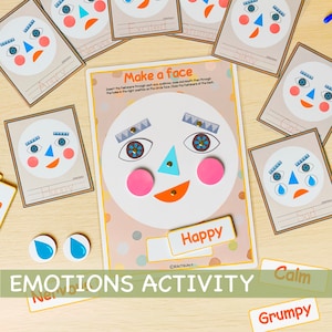 Printable Emotions Activity for Toddlers Feelings Kindergarten Pre-K Homeschool Classroom Playroom Wall Decor Montessori Printable