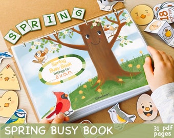 Spring Busy Book Preschool Learning Binder Personalized Toddler Busy Book Homeschool Materials Kids Activity Educational Quiet Book RikiTiki