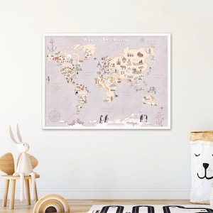 Kids World Map, Homeschool Educational Poster, Printable Montessori ...