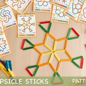 Popsicle Stick Activity Pattern Cards Fine Motor Skills Montessori Printable Activities for Kids Toddler Printable Christmas Game Homeschool